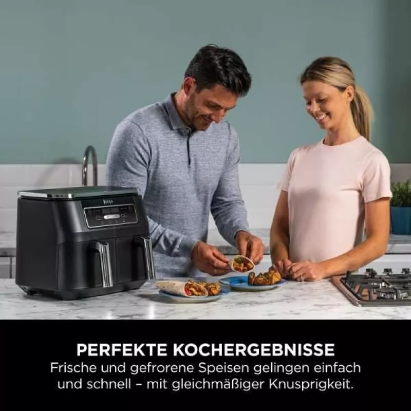 Ninja AF200EU Fritteuse Doppel 7,6 L Stand-alone 2400 W Heißluftfritteuse Schwarz