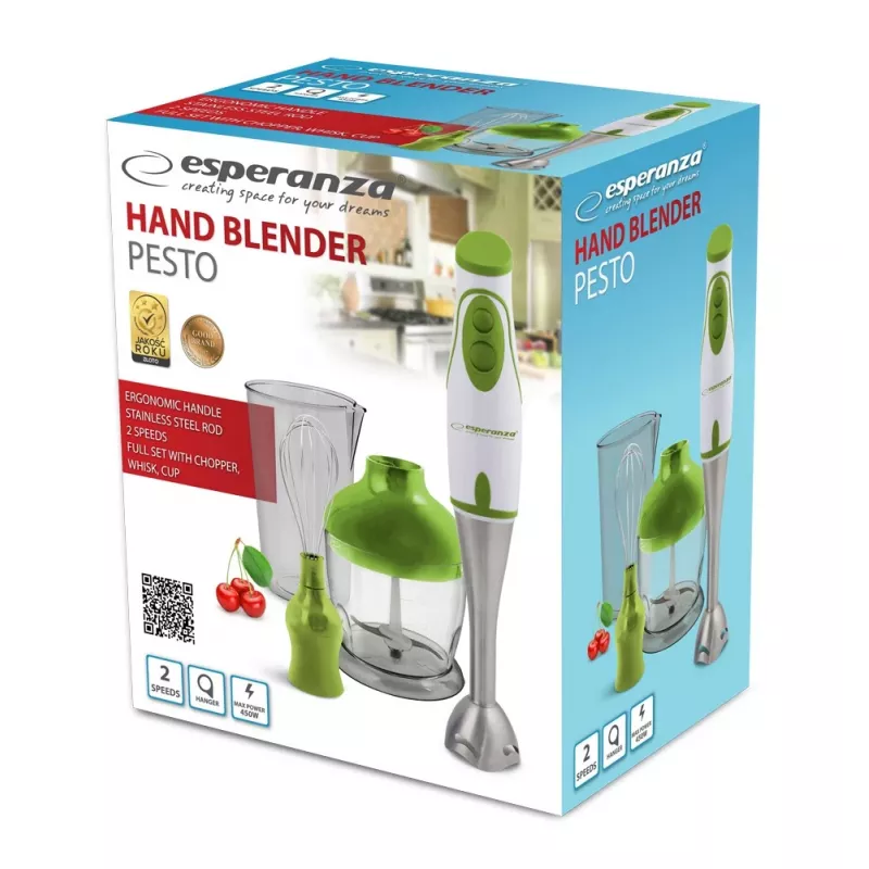 Esperanza EKM003G Stabmixer 0,75 L Grün, Weiß 450 W