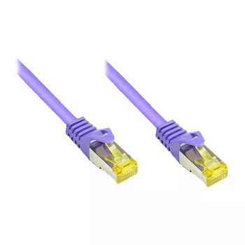 RJ45 Patchkabel mit Cat.7 Rohkabel und Rasthebelschutz (RNS®), S/FTP, PiMF, halogenfrei, 600 MHz, OFC, Violett, 2 m, Good Connections® (8070R-020V)
