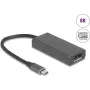 DELOCK 64316 Videokabeladapter USB Type-C auf HDMI + DisplayPort, 0,15 m, Aluminium, Grau