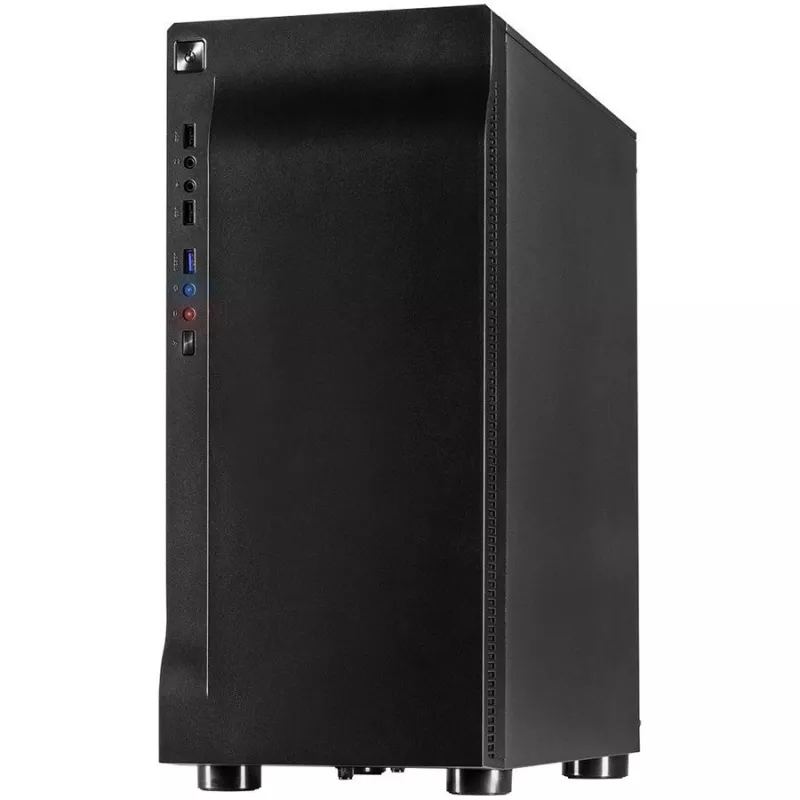Chassis INTER-TECH A-3411 Creek Gaming Tower, ATX, 1xUSB3.0, 2xUSB2.0, Netzteil optional, Fenster-Seitenpanel, LED-Beleuchtung vorne, integrierte RGB-LED, Schwarz