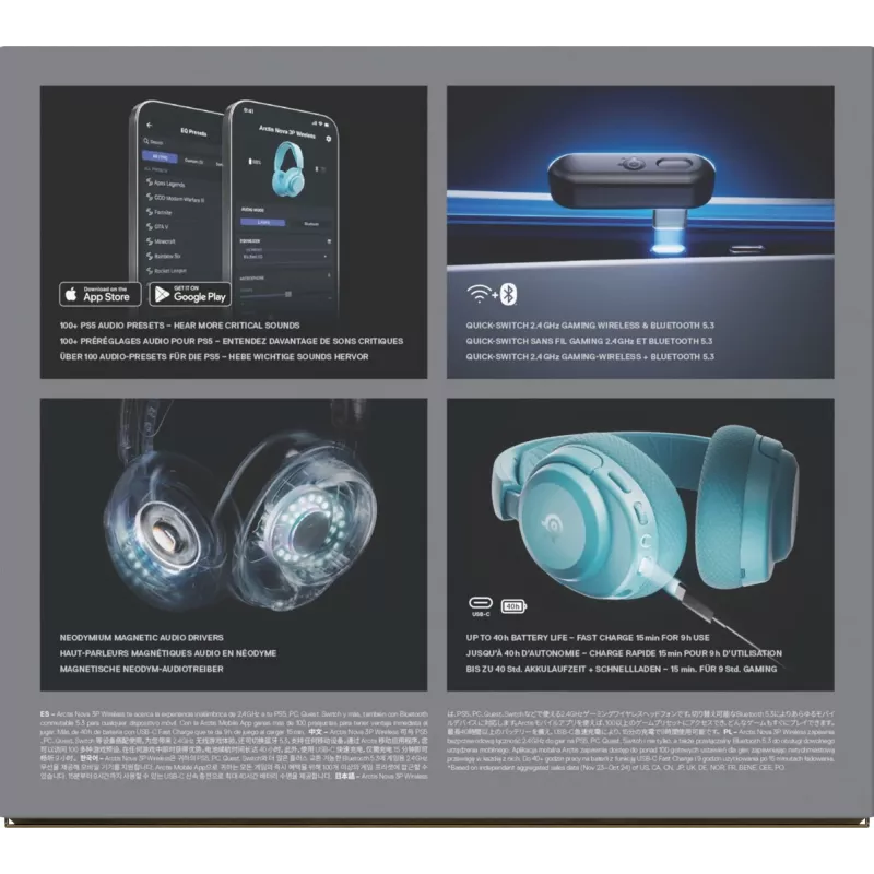 Steelseries Arctis Nova 3P Kabellos PS Aqua