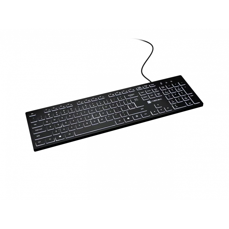 Kabelgebundene Tastatur NATEC HERRING GLOW US-Layout mit weißer Hintergrundbeleuchtung