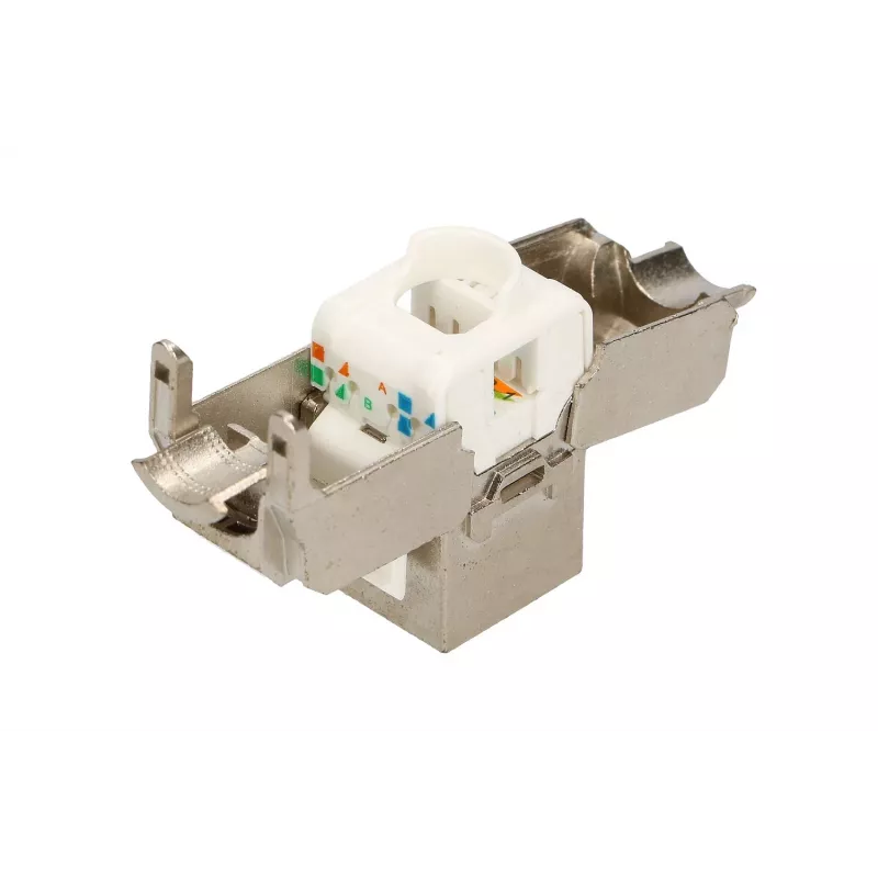 Extralink Keystone CAT6A STP RJ45 abgewinkelter Metall-Keystone-Einsatz, Einzelport