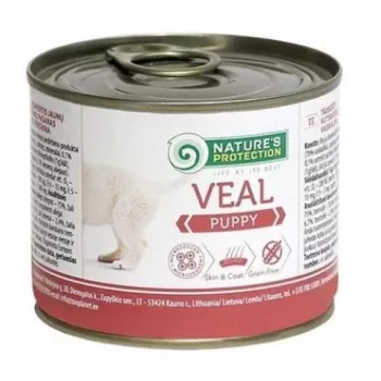 Nassfutter für Welpen nature’s protection Kalb 200 g — getreidefreie Komplettmahlzeit für Welpen