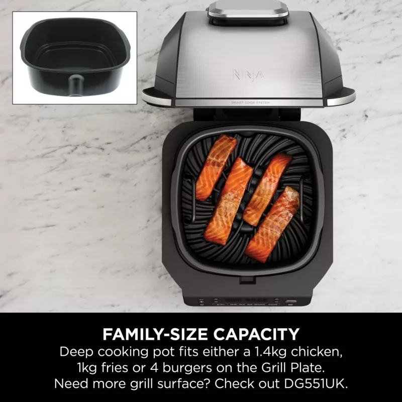Ninja DG551EU Heißluftfritteuse Einzelgerät 3,8 L Stand-alone 1760 W Heißluftfritteuse Schwarz, Silber