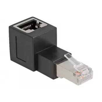 DeLOCK RJ45-Stecker auf RJ45-Buchse Adapter Kat.6A 90°-gewinkelt (nach oben) Schwarz