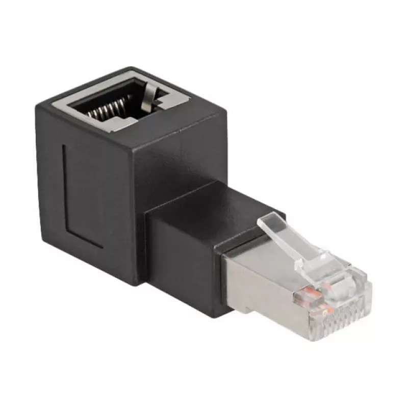 DeLOCK RJ45-Stecker auf RJ45-Buchse Adapter Kat.6A 90°-gewinkelt (nach oben) Schwarz