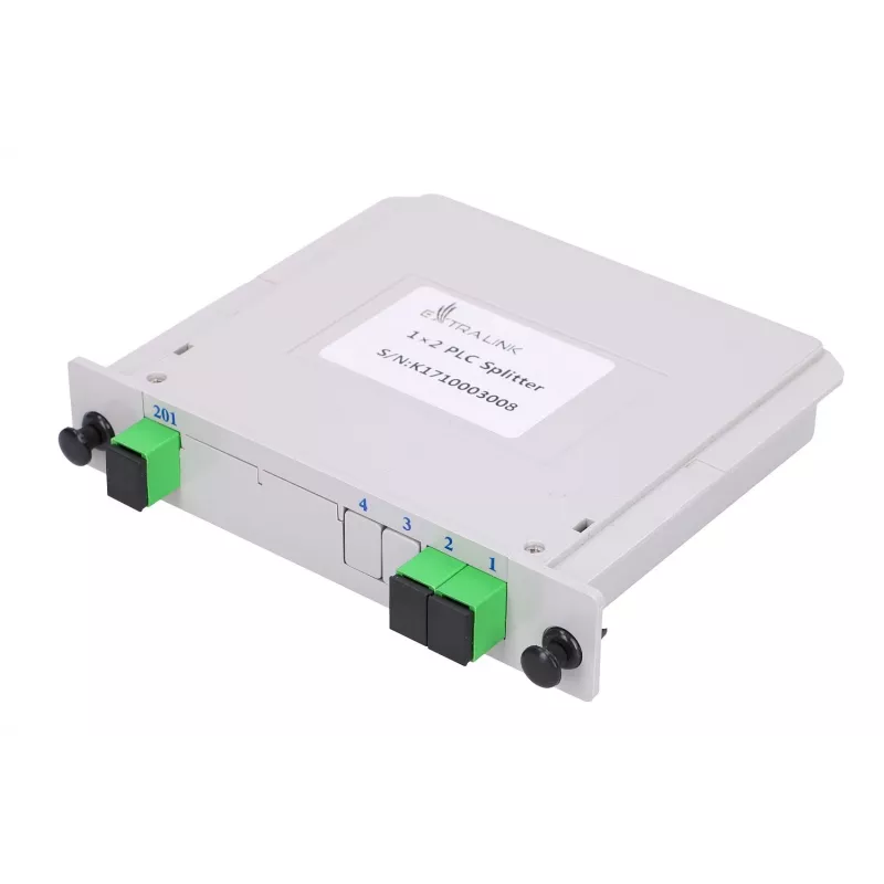 Optischer PLC-Splitter 1:2 SC/APC Slot-Typ, Extralink, schwarz ABS