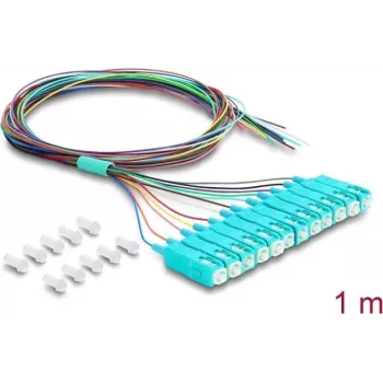 DELOCK Glasfaserkabel 12x SC-UPC Simplex Patch > 12x offenes Kabelende, 1 m