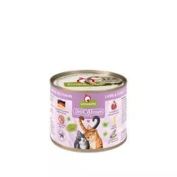 Nassfutter für Katzen Fox4Pets DeliCATessen Lamm und Truthahn 200 g — Alleinfuttermittel für adulte Katzen, Protein 10,6 %, Fett 6,5 %, Feuchtigkeit 78 %