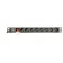Stromverteilereinheit GEMBIRD EG-PDU-014 — 8× Typ-F-Steckdosen, 16 A, 3 m Kabel, 1U Rack, 3680 W, schwarz