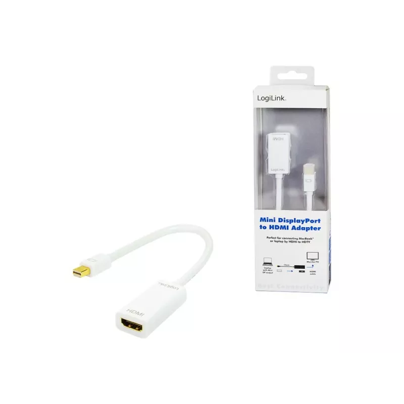 Videokabeladapter LOGILINK Mini DisplayPort auf HDMI Typ A CV0036A, 0,1 m, grau