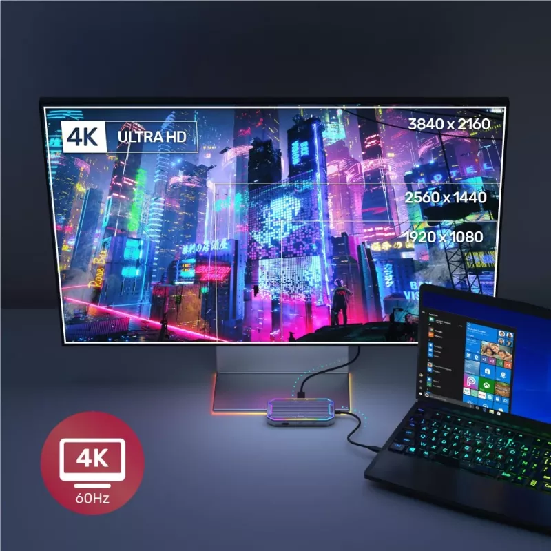 USB hub Unitek uHUB S7+ — kabelgebundener USB 3.2 Gen 2 Type-C, 100 W PD, Gigabit Ethernet, 4K-Unterstützung, Space Grau