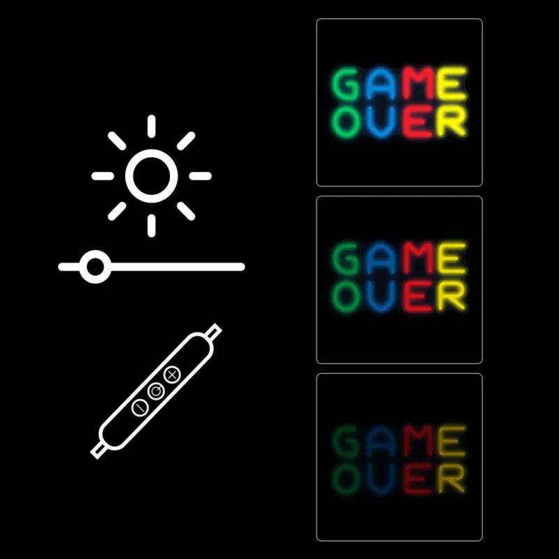 Neon-Schild MANTA SNL102MT — beleuchtete Wanddekoration im „Game Over“-Stil, steckbares LED-Neoneffekt