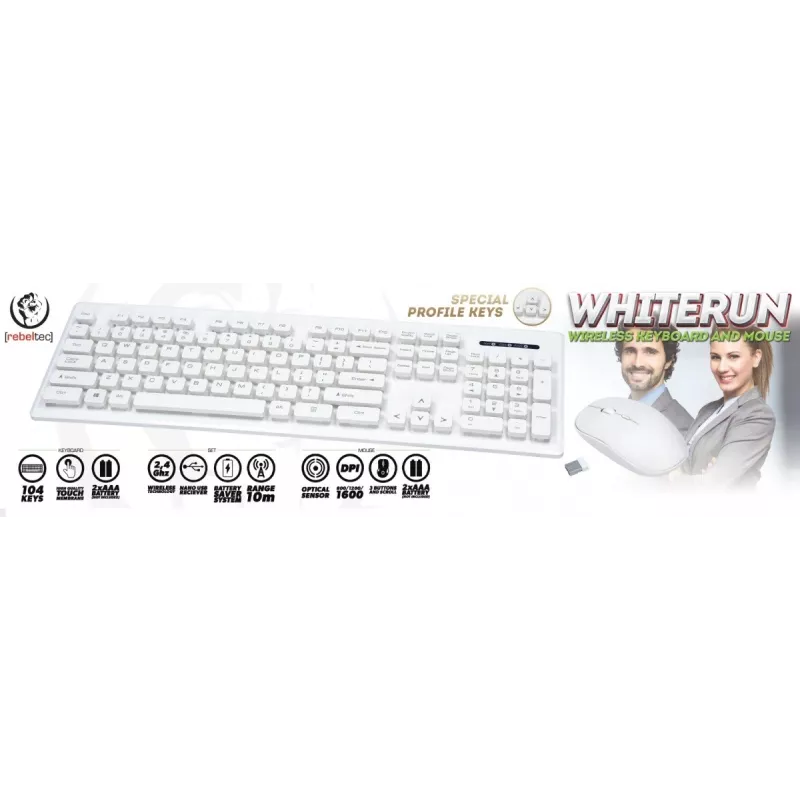 Rebeltec Kabelloses Tastatur- und Maus-Set Biae Whiterun