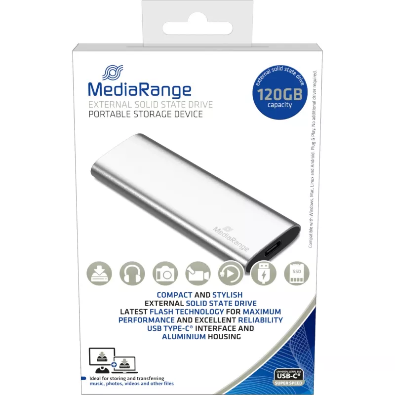 SSD-Laufwerk MediaRange 120 GB M.2 USB Type-C 3.2 Gen 2 MR1100