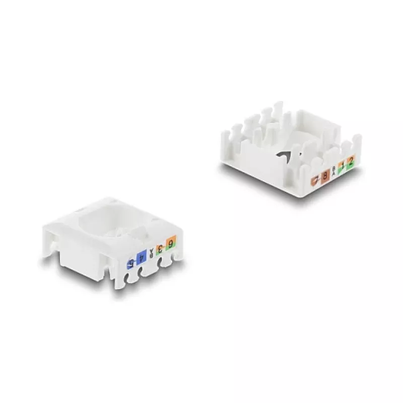 Keystone-Modul RJ45 auf LSA Kat.6 UTP mit Rastclip und kabelbinderfrei — DELOCK 90794, flach schwarz/weiß, 16,1×30×19,4 mm