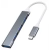 USB-Hub VAKOSS TC-4125X — 1× USB 3.0 Type-A, 3× USB 2.0 Type-A, Host: USB Type-C, Silber