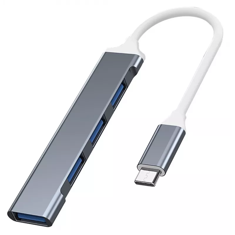 USB-Hub VAKOSS TC-4125X — 1× USB 3.0 Type-A, 3× USB 2.0 Type-A, Host: USB Type-C, Silber