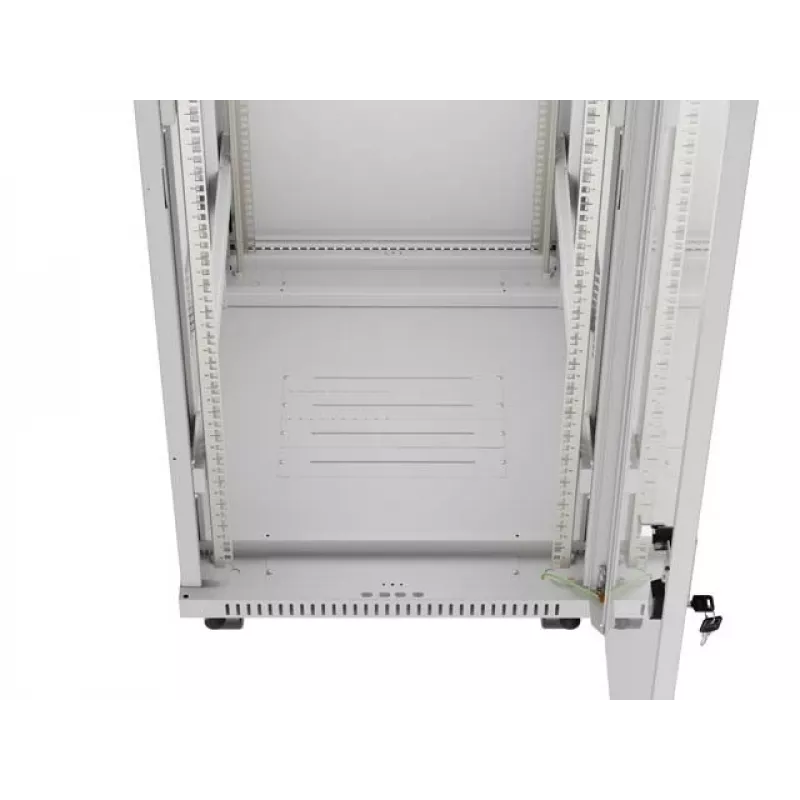 19 Zoll 32HE LANBERG Stand-Rack-Schrank 600×800 mm Grau mit Glastür und LCD (flach Pack)