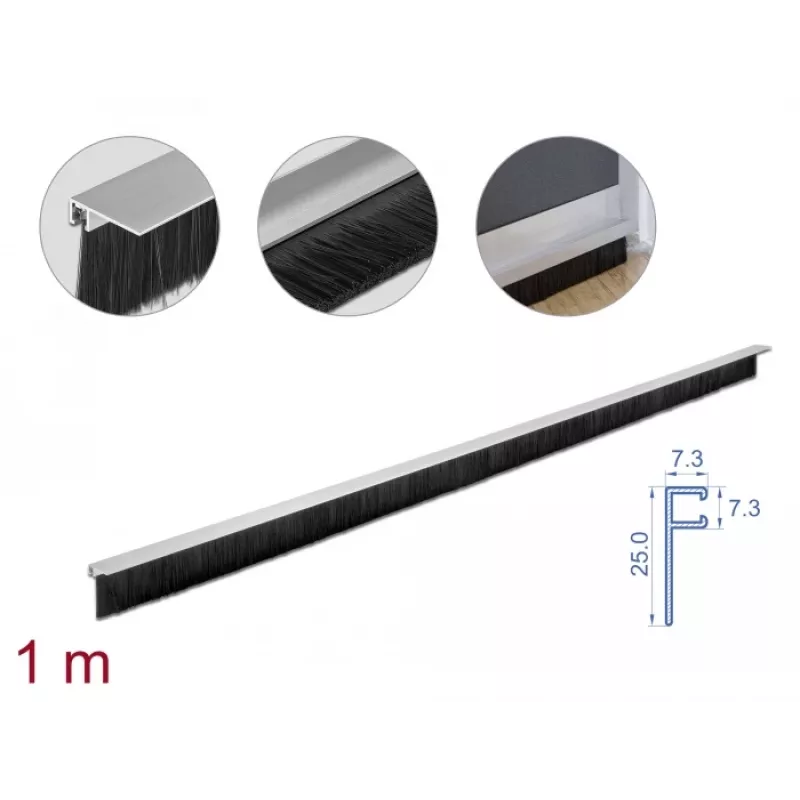 Bürstenleiste DeLOCK 66652 40 mm mit Aluminiumprofil abgewinkelt