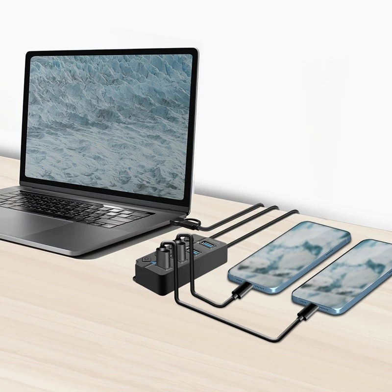 USB 3.2 Gen1 HUB, 4x USB-A Ein-/Ausschalter