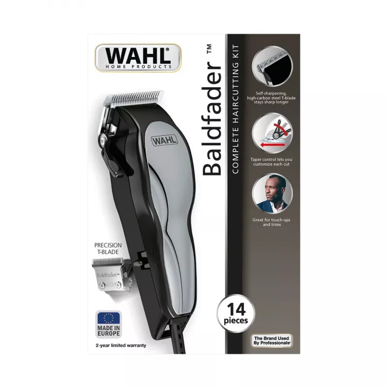 Haarschneider Wahl 20107.0460 Baldfader — kabelgebundener AC-Trimmer, 6 Längenstufen, 1–13 mm, 45 mm Schneidkopfbreite, Schwarz/Chrom