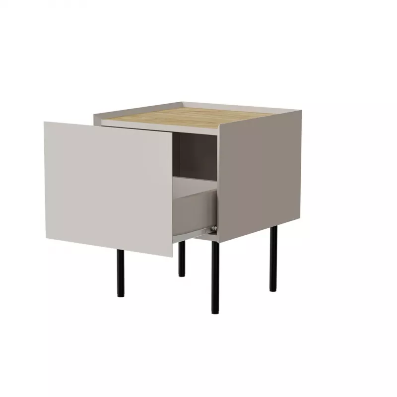 Cama Nachttisch, 2 Stk., FELLINI, 40x41x60, Kaschmir + geölte Eichenplatte