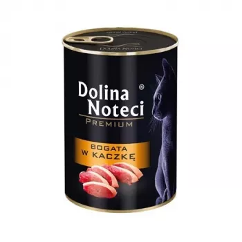 Nassfutter für Katzen Dolina Noteci 400 g Dose — Premium-Rezeptur für ausgewachsene Katzen, Ente & Huhn, 80 % Feuchtigkeit, 10 % Protein