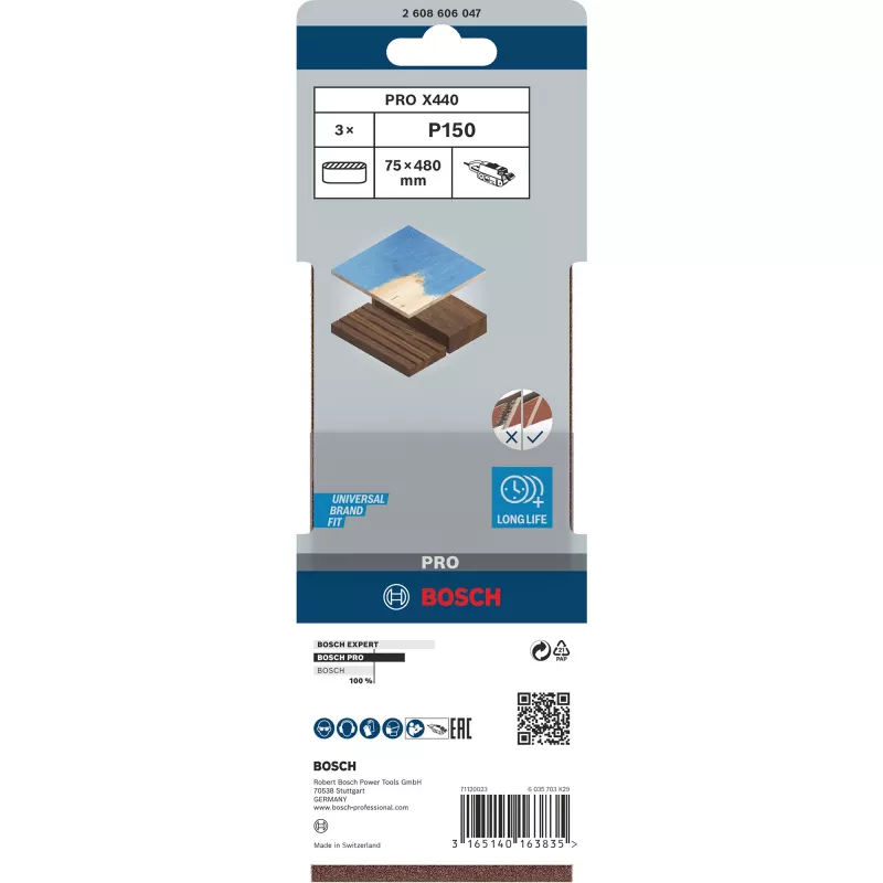Schleifband X440 Best for Wood and Paint, 75x480mm, K150