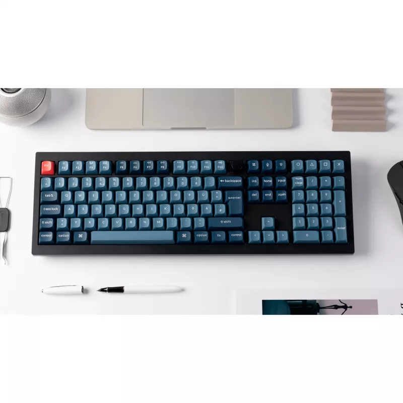 V6 Max, Gaming-Tastatur schwarz/blau-grau, DE-Layout, Gateron Jupiter Red, Hot-Swap, RGB