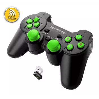 Kabelgebundener Gamepad ESPERANZA EGG108G — USB 2.0, 12 Tasten, analog/digital, D-Pad, für PC und PlayStation 3, schwarz/grün