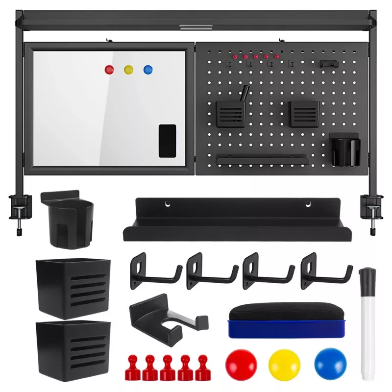 Ergo Office Schreibtisch-Trennwand / Organizer, max. Belastung 10 kg, Whiteboard, Breite 1116 mm, schwarz, ER-301 B