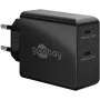 Indoor-Ladegerät Goobay 61757 Schnellladung USB Type-C 2 Ports Schwarz