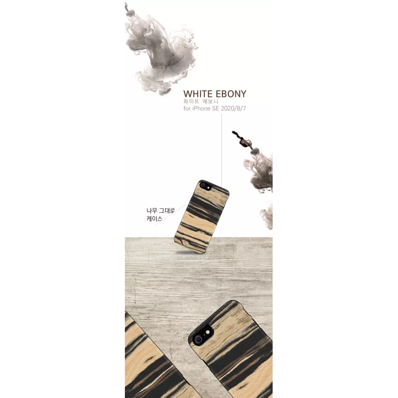 Handyhülle Man and Wood für iPhone 7/8 – weiß mit schwarzem Ebenholz-Detail