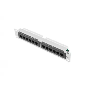 Patchpanel LANBERG PPU6-9012-S, 12-Port Cat6, Metall, grau