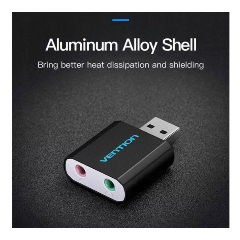 Vention USB External Sound Card Schwarz Metal Type