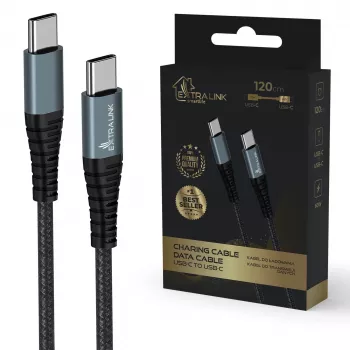 Extralink USB-C auf USB-C Ladekabel Smart Life 60W 120 cm PVC 5V 2,4A/3A grau