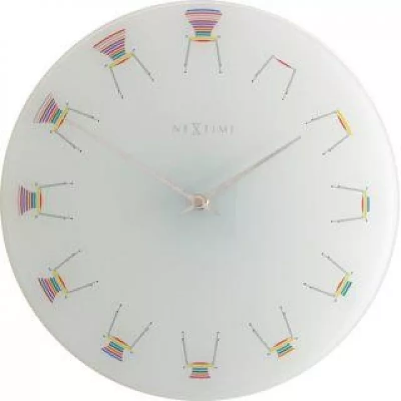 NeXtime Uhr 8809 Chair, Ø30 cm, Wand, Weiß/ Mehrfarbig
