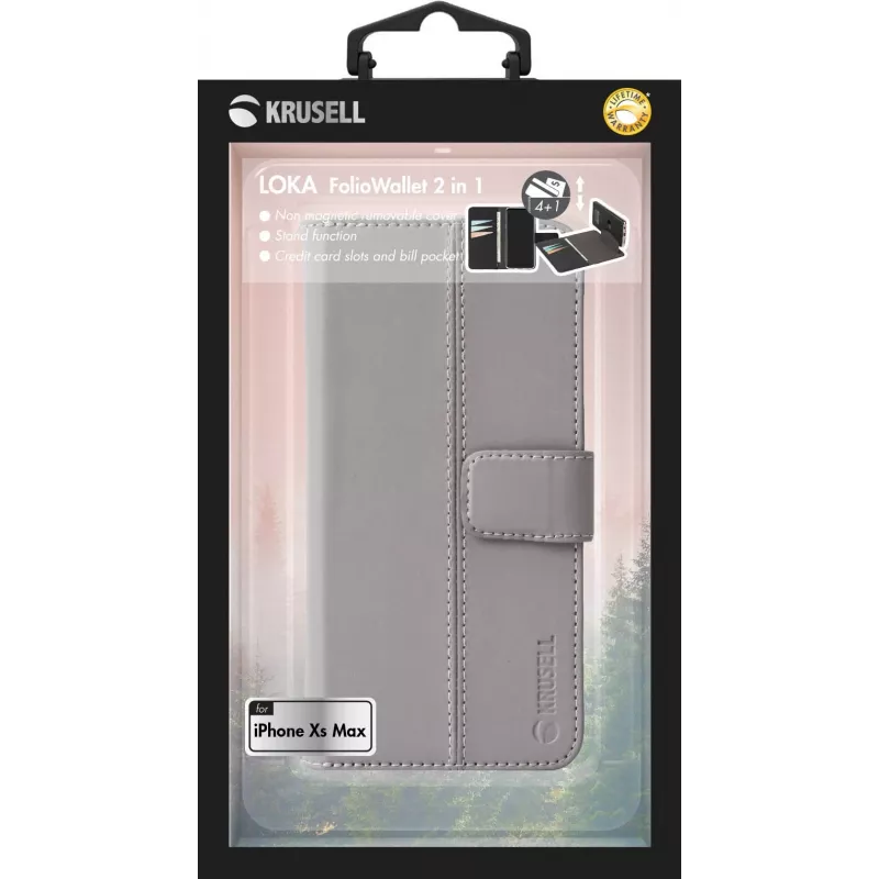 Folio Case Krusell Loka iPhone XS Max 16.5 cm Grau