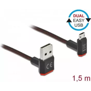 USB-Kabel DeLOCK EASY-USB 2.0 Typ-A auf Micro-B Stecker 1,5 m Schwarz