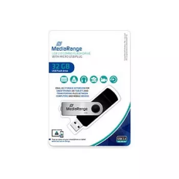 MediaRange MR932 - USB-Flash-Laufwerk - 32 GB - USB 2.0 / Micro-USB - Schwarz/Silber (MR932-2)