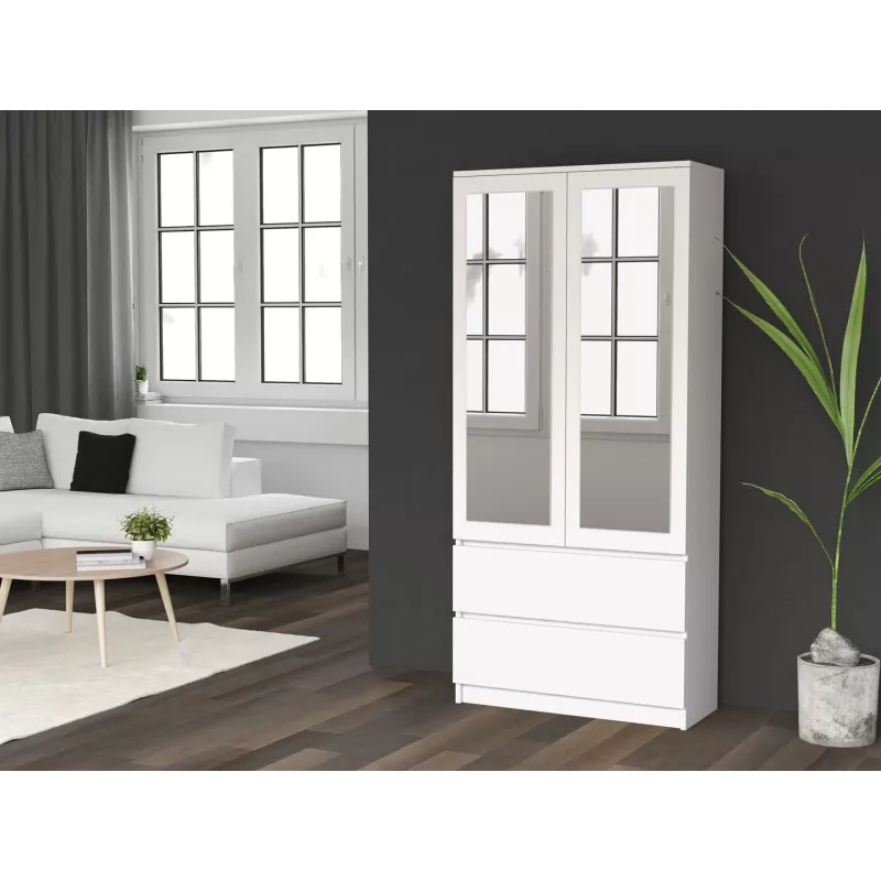 Topeshop SS-90 BIEL LUSTRO bedroom wardrobe/closet 5 shelves 2 Tür(s) weiß