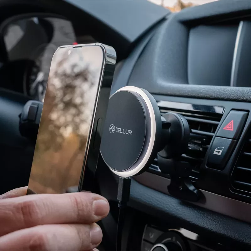 Kabelloses Autoladegerät Tellur TLL151431 MagSafe-kompatibel 15W Schwarz für Smartphones