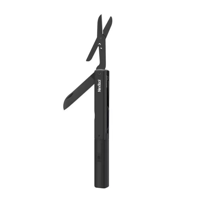 Multifunktionaler Taschenlampenstift Nextool NE20026 — LED 50 lm, 90 min Betriebsdauer, Edelstahlmesser, Schere, USB-C, Aluminium, 125×15 mm, 38 g