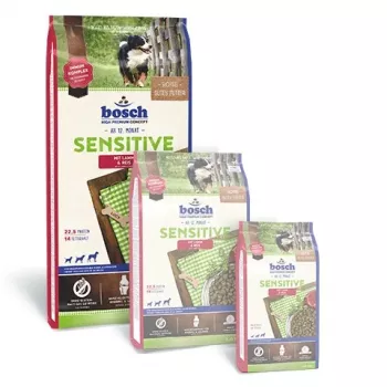 Trockenfutter für Hunde Bosch Sensitive mit Lamm & Reis für ausgewachsene Hunde 10–15,9 kg, hühnerfrei, 21,5% Protein, 10,5% Fett