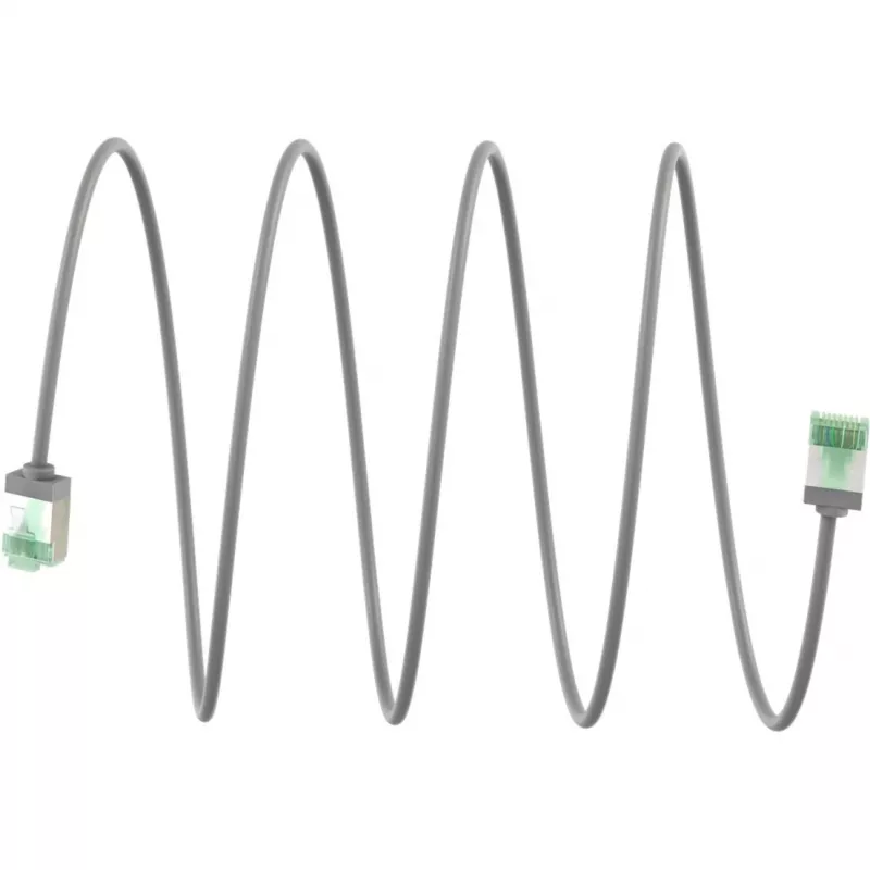 Goobay Ultra-Flexibles CAT 8.1 Patchkabel schlank U/FTP Grau - extra-kurzer Stecker 99,9% (74345)