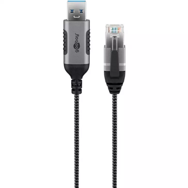 Goobay Ethernet-Kabel USB-A 3.0 auf RJ45 schlank 1 m – verbindet Router, Modem oder (74393)