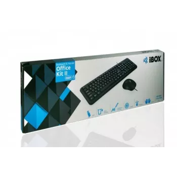 iBox OFFICE KIT II Tastatur-Maus-Set mit USB, QWERTY, Englisch, Schwarz